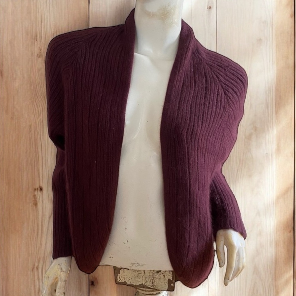 ❄️ 50% off winter wool cashmere ribbed knit large brushed weave knit cardigan L